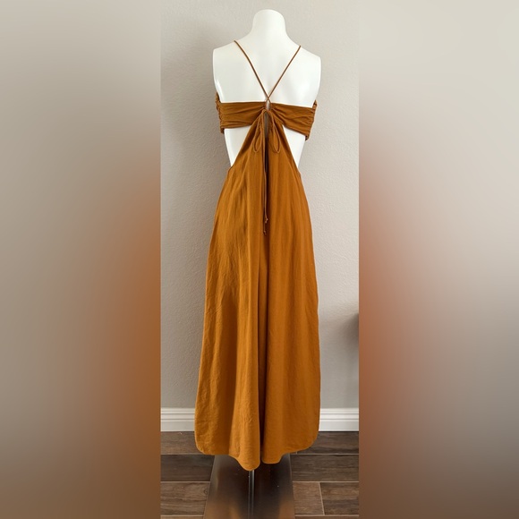 Banana Republic Manon Linen Blend Maxi Cutout Dress Sz 10 - Picture 7 of 15